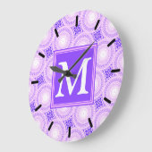 Monogram paarsste cirkels patroon grote klok (Hoek)