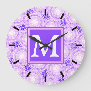 Monogram paarsste cirkels patroon grote klok
