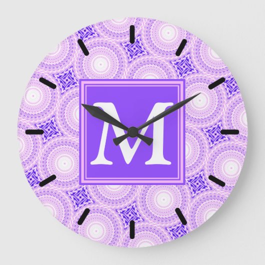 Monogram paarsste cirkels patroon grote klok (Voorkant)