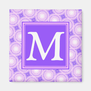 Monogram paarsste cirkels patroon magneet