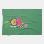 Monogram Paashaas Groen Fruit en Bloemen Theedoek (Horizontaal)