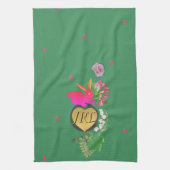 Monogram Paashaas Groen Fruit en Bloemen Theedoek (Verticaal)