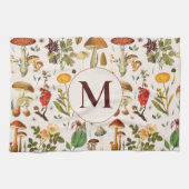 Monogram paddenstoel Wildbloempatroon Theedoek (Horizontaal)