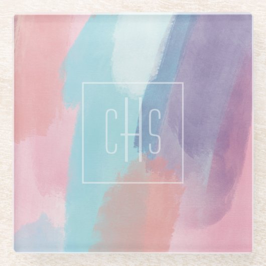 Monogram Paint Design Colorful Glazen Onderzetter (Voorkant)