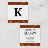 Monogram | Paisley motief Vierkante Visitekaartje (Voorkant / Achterkant)