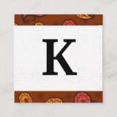 Monogram | Paisley motief Vierkante Visitekaartje (Voorkant)