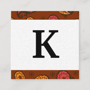 Monogram   Paisley motief Vierkante Visitekaartje