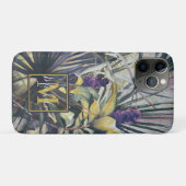 Monogram palm en Paarse hyacinths Case-Mate iPhone Case (Achterkant (horizontaal))