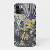 Monogram palm en Paarse hyacinths Case-Mate iPhone Case (Achterkant)