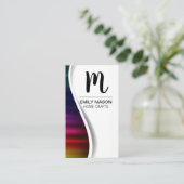 Monogram / Palm Leaf / Metal Background Visitekaartje (Staand voorkant)