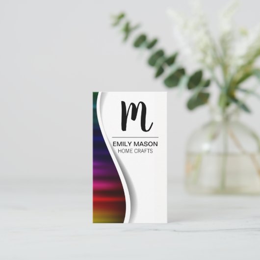 Monogram / Palm Leaf / Metal Background Visitekaartje (Staand voorkant)