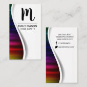 Monogram / Palm Leaf / Metal Background Visitekaartje (Voorkant / Achterkant)