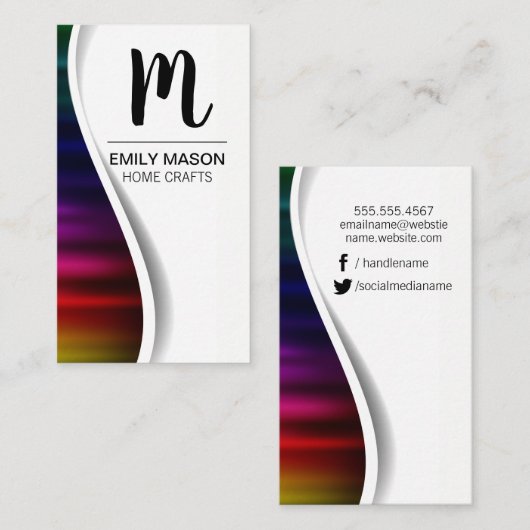 Monogram / Palm Leaf / Metal Background Visitekaartje (Voorkant / Achterkant)