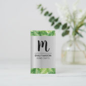 Monogram / Palm Leaf / Metal Background Visitekaartje (Staand voorkant)