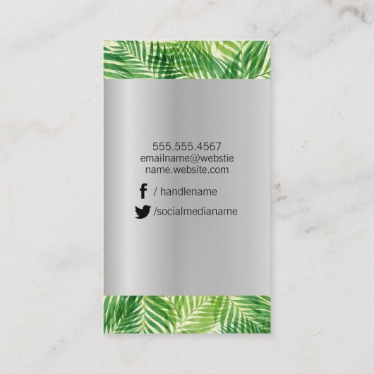 Monogram / Palm Leaf / Metal Background Visitekaartje (Achterkant)