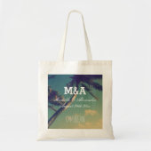 Monogram palmbestemming strand bruiloft canvas tas (Voorkant)