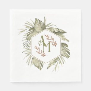 Monogram palmblad groen servet