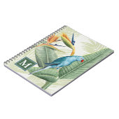 Monogram | Palmbladeren met blauwe vogel Notitieboek (Linkerzijde)