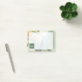 Monogram | Palmbladeren met blauwe vogel Post-it® Notes (Kantoor)
