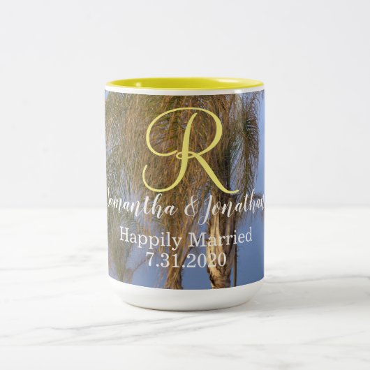 Monogram Palmbomen Trouwen Mokken (Center)