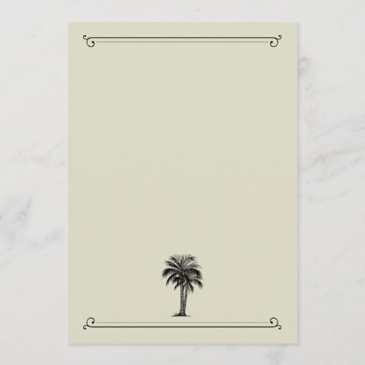 Monogram palmboom bruiloft menu (Achterkant)