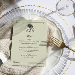 Monogram  palmboom bruiloft menu<br><div class="desc">palmboom bruiloft menu. Elegant en eenvoudig van ontwerp met 2 palmbomen, veel ademruimte en een delicaat lijst. De uitnodiging is voorzien van art deco typografie en handgeschreven script met een klassiek trouwmonogram met de initialen van de bruid en bruidegom. Blader door mijn Palm Wedding collectie voor het coördineren van items...</div>