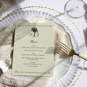 Monogram  palmboom bruiloft menu