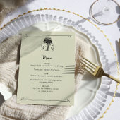 Monogram  palmboom bruiloft menu