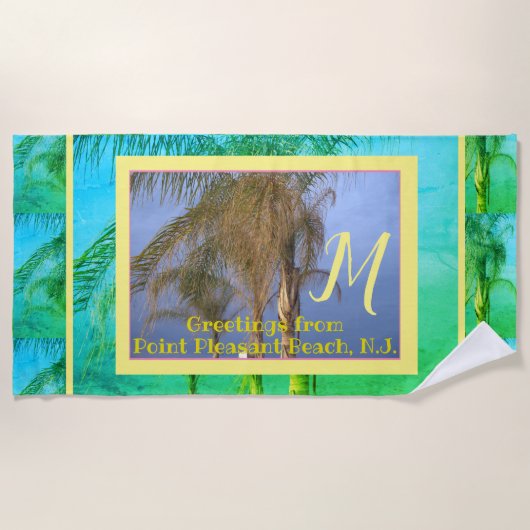 Monogram Palmboom N.J. Strandtowel Strandlaken (Voorkant)