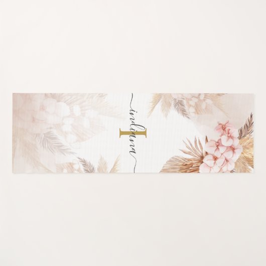 Monogram Pampas Grass Script Name Terracotta Yogamat (Voorkant (horizontaal))