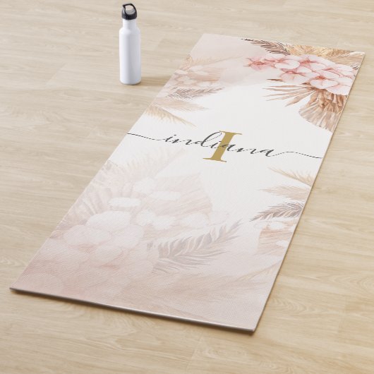 Monogram Pampas Grass Script Name Terracotta Yogamat (In situ)