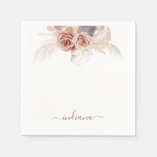 Monogram Pampas Grass Terracotta Floral Servet