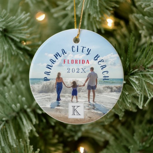 Monogram Panama City Beach Florida Travel Souvenir Keramisch Ornament (Boom)