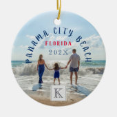 Monogram Panama City Beach Florida Travel Souvenir Keramisch Ornament (Voorkant)