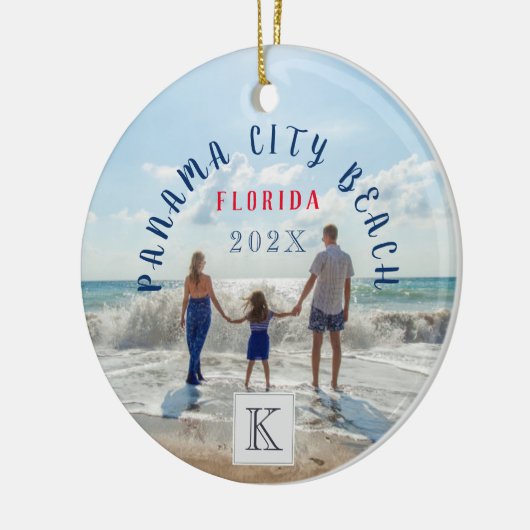 Monogram Panama City Beach Florida Travel Souvenir Keramisch Ornament (Links)