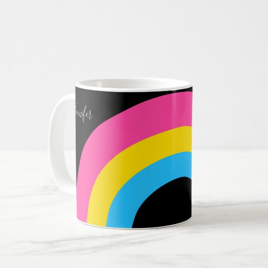 monogram Pansexual Pride Rainbow Koffiemok (Voorkant links)