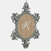 Monogram panther skin light brown pattern name let tin sneeuwvlok ornament (Links)