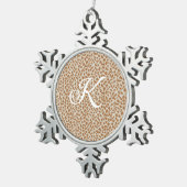 Monogram panther skin light brown pattern name let tin sneeuwvlok ornament (Rechts)
