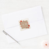 Monogram Papaver Wilde Bloem Karton Bruiloft Vierk Vierkante Sticker (Envelop)