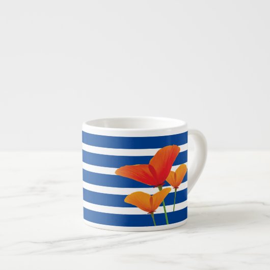 Monogram papaverblauwe stripes espresso kop (Voorkant rechts)