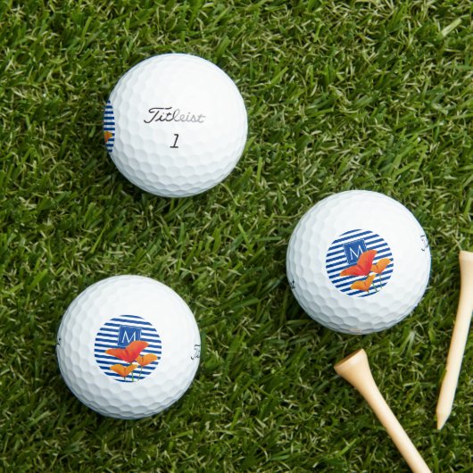 Monogram papaverblauwe stripes golfballen (Insitu Gras)