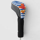 Monogram papaverblauwe stripes golfheadcover (Schuin)