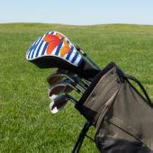 Monogram papaverblauwe stripes golfheadcover (Insitu)