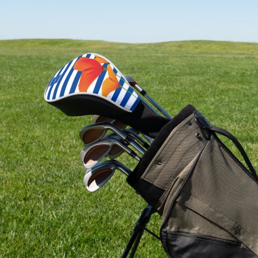 Monogram papaverblauwe stripes golfheadcover (Insitu)