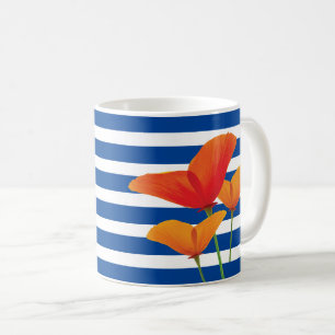 Monogram papaverblauwe stripes koffiemok