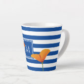 Monogram papaverblauwe stripes latte mok (Rechterhoek)