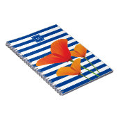 Monogram papaverblauwe stripes notitieboek (Rechterzijde)