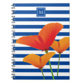 Monogram papaverblauwe stripes notitieboek (Voorkant)