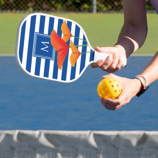 Monogram papaverblauwe stripes pickleball paddle (Insitu)