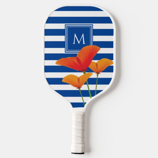 Monogram papaverblauwe stripes pickleball paddle (Achterkant)